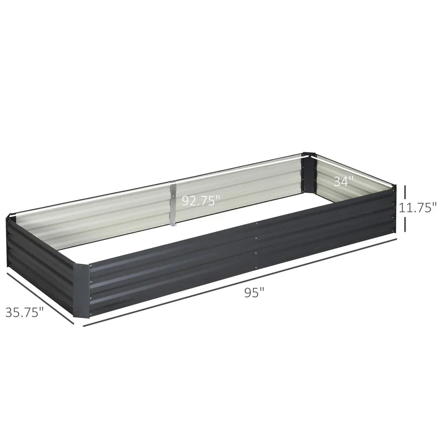 95" x 36" Metal Raised Garden Bed Galvanized Planter Box Outdoor Gardening