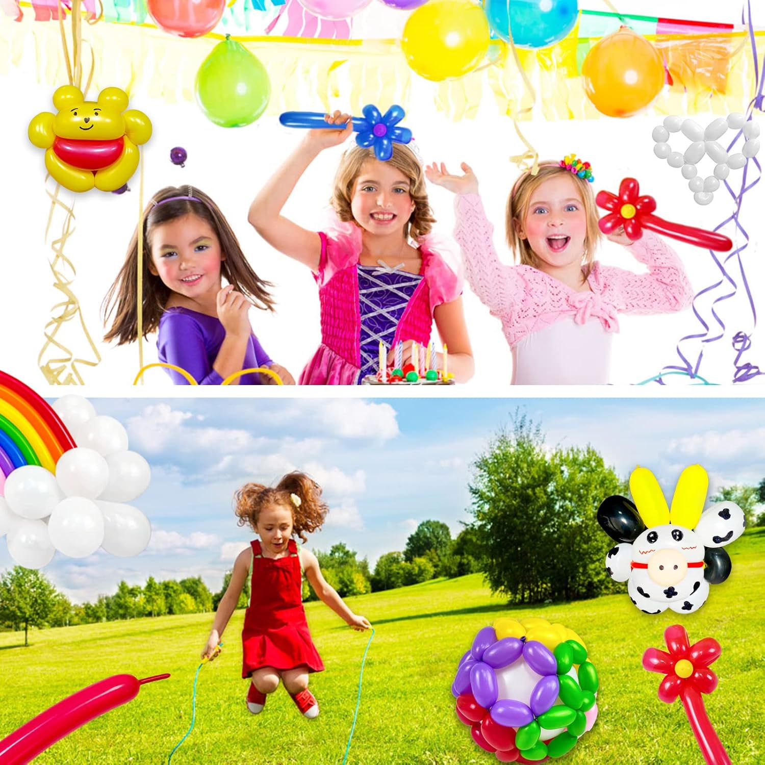 Black Modelling Balloons 100Pcs Thickening Latex Twisting Balloons for Animal Models – Black