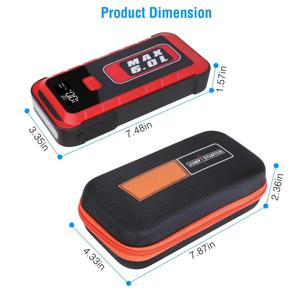 Portable 2500A Car Jump Starter 25800mAh Battery Pack USB LED Light