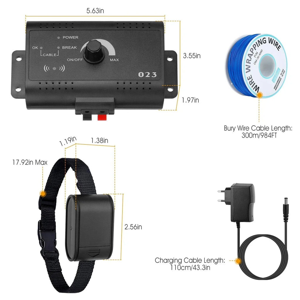 Dual Collar Electric Dog Fence System with 1.2 Acre Range Safe