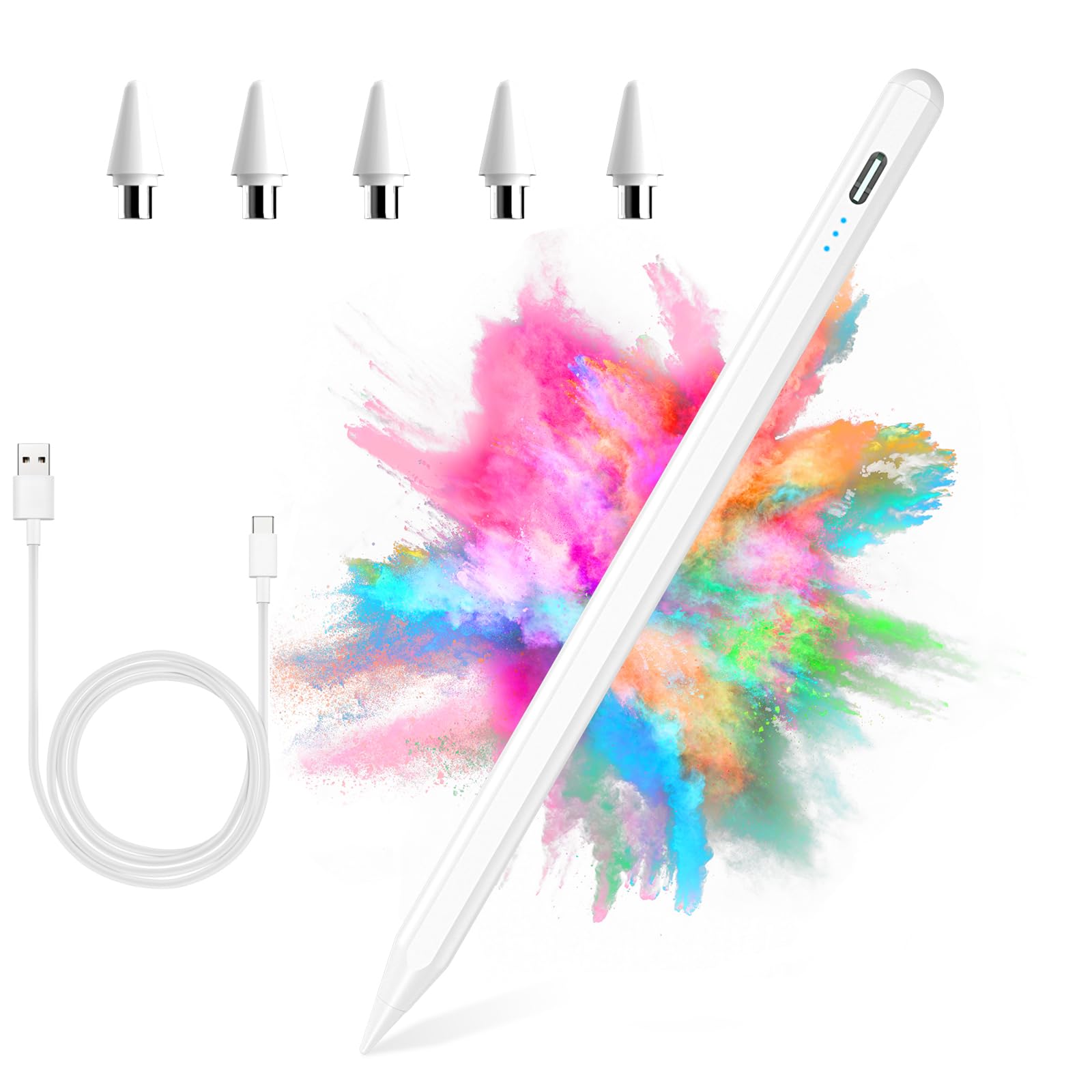 Tablet Pen, Stylus Pen for Samsung/Huawei/Lenovo/Mi/Vivo/iPhone, Universal Pen with High Precision and Tilt Sensitivity(White)