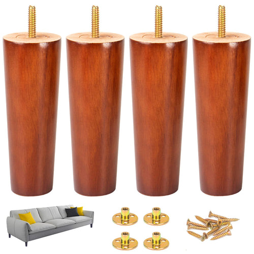 20 cm Wooden Furniture Legs Set of 4 Cone Shaped Replacement Feet – Walnut