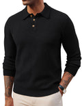 Men’s Polo Neck Lightweight Jumper Golf Sweater – Black XL