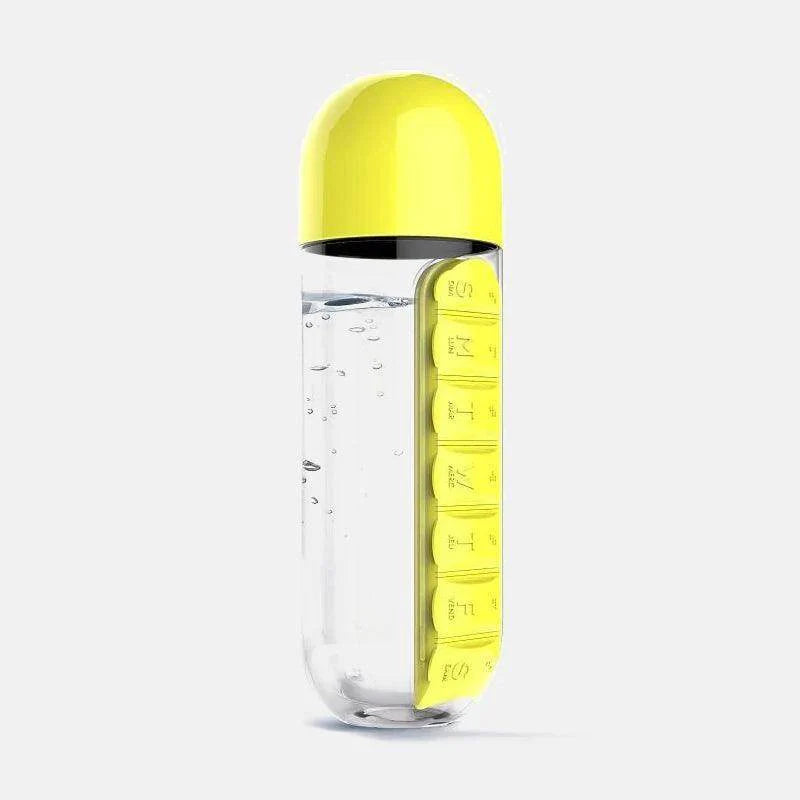 Travel pill organizer water bottle