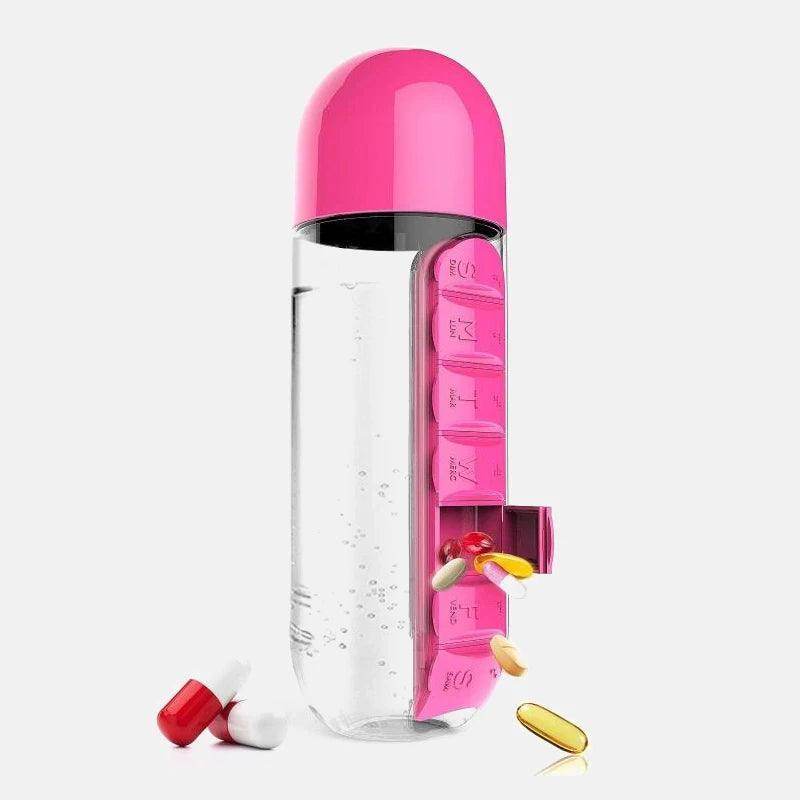 Travel pill organizer water bottle