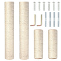 Pinkgarden Natural Sisal Replacement Cat Scratching Post, 4 Pieces M8 Cat Scratch Post Refill Pole Parts for Refurbishment, White, Include Screws (40+40+20+20CM)