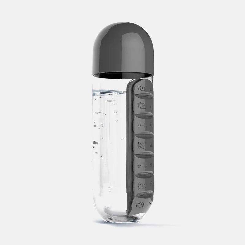 Travel pill organizer water bottle