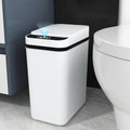 Bathroom Bin 12L Sensor Trash Bin with Lid, Automatic Garbage Can, Slim Plastic Smart Touchless Trash Can, Waterproof Intelligent Trash Bin for Bedroom Bathroom Toilet Kitchen Office (Rectangular)