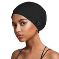 Satin Bonnet Sleep Cap Unisex Adjustable Satin-Lined Beanie Hair Cover – Black