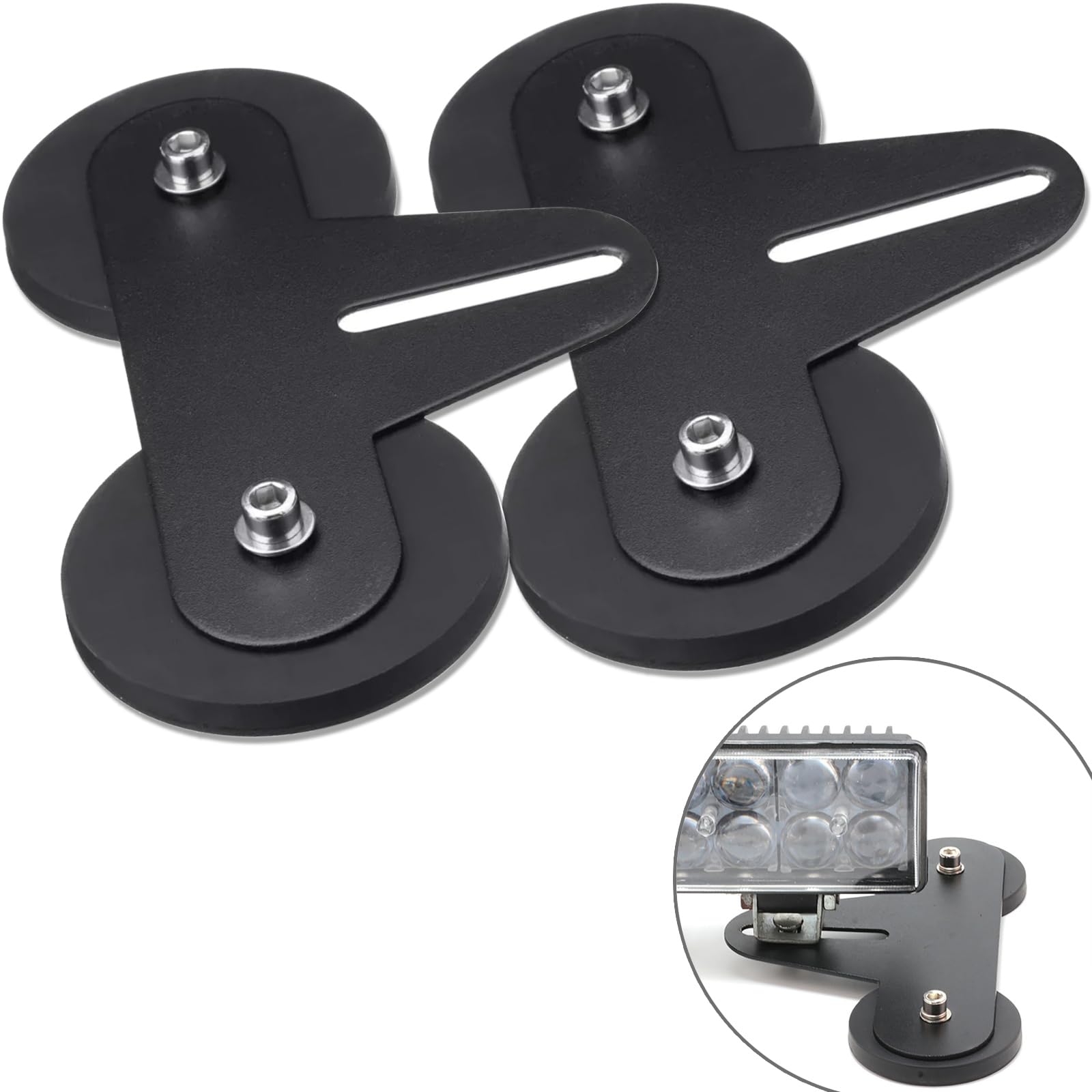 Willpower 2 Piece Magnetic Base LED Light Bar Mounting Bracket, Strong Suction Cup Bracket for Off Road Truck Car Headlight Roof Light Bar.