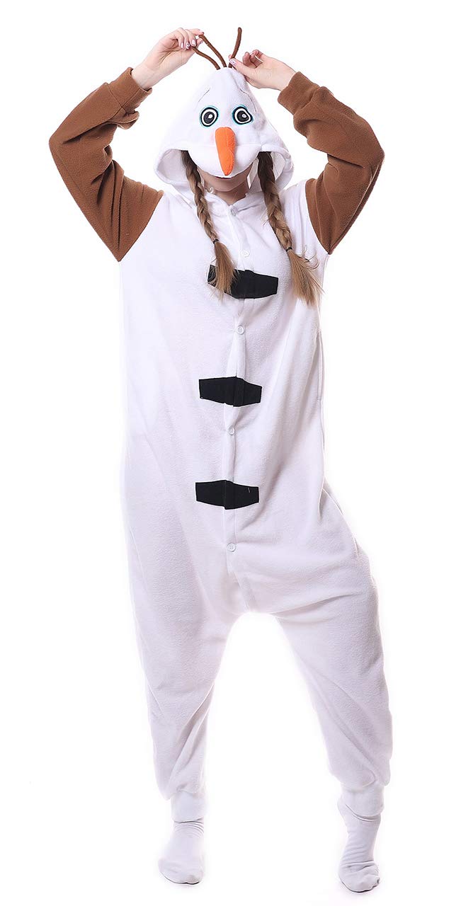 FunnyCos Unisex Animal Onesie Adult Halloween Pyjamas Cosplay Costume Hooded Loungewear Olaf,S
