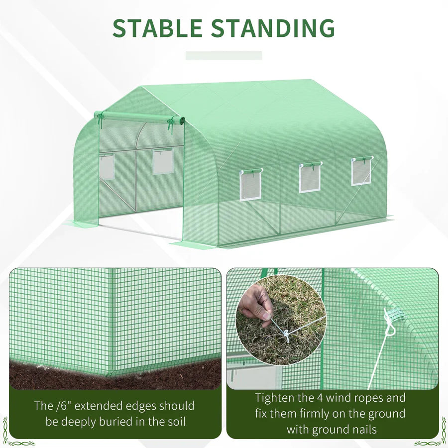 Large 11.5' x 10' Outdoor Walk-In Greenhouse with Ventilation Windows