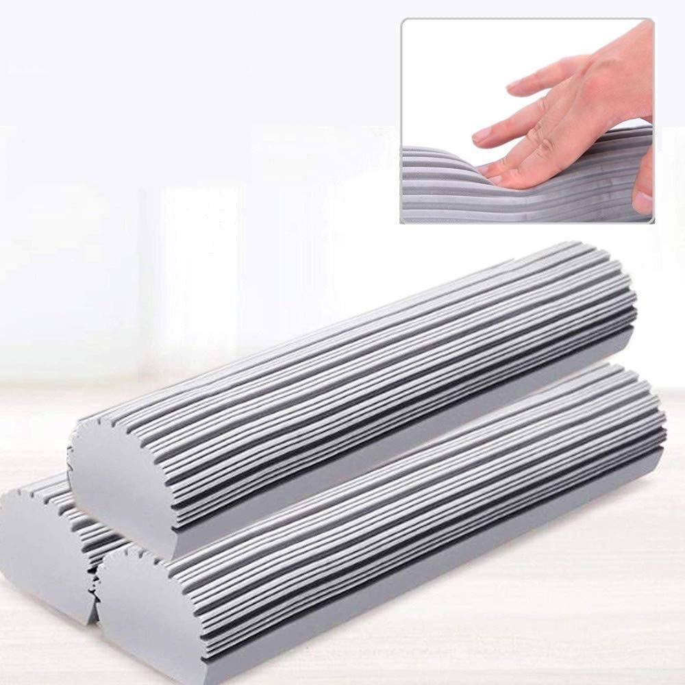STARPIA PVA Sponge Mop Refills, 3 Pack - Super Absorbent Grey Sponge Replacement, 34CM, Horizontal Grooves, Lightweight