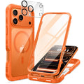iPhone 17 Pro Max Case Magnetic with Tempered Glass Protector – Orange