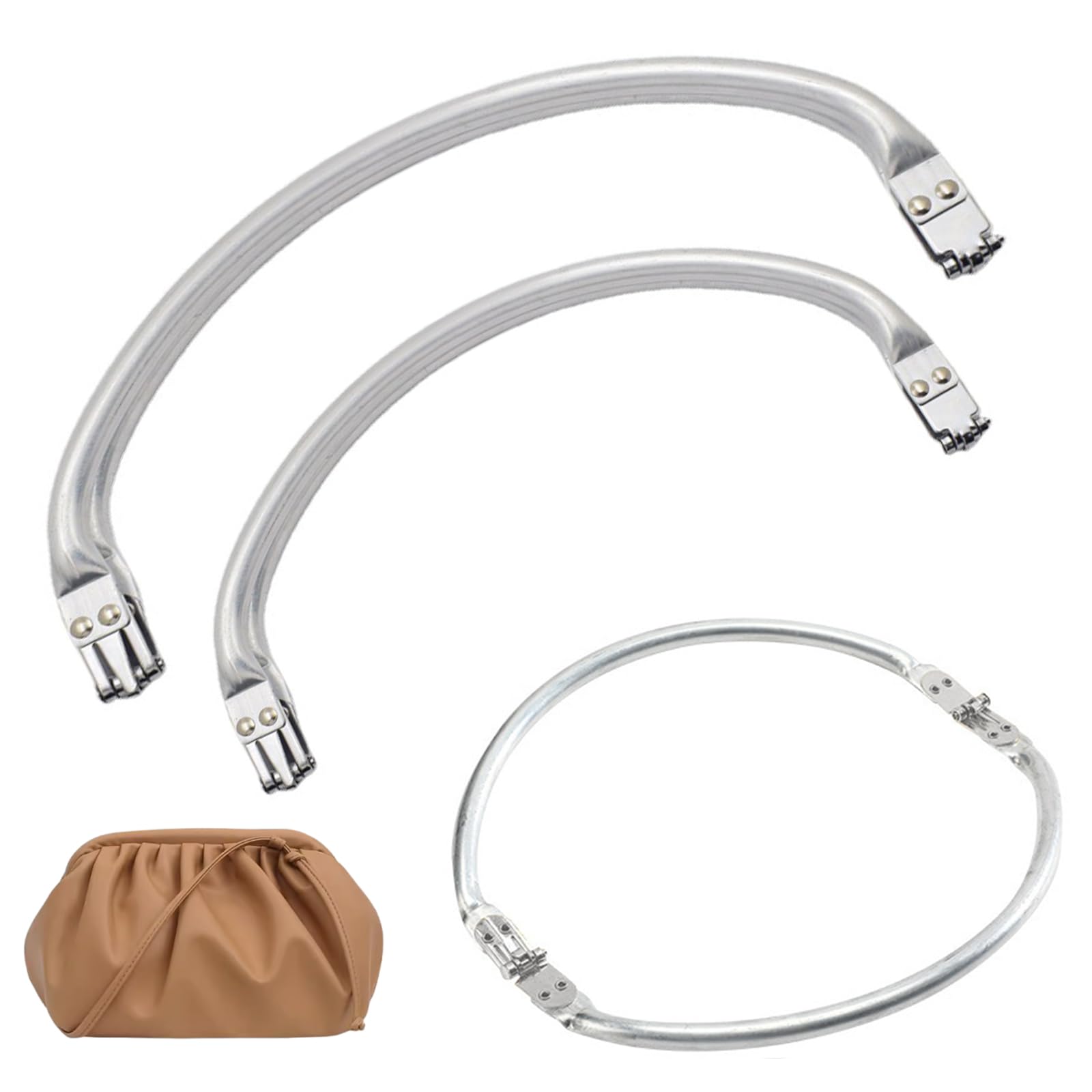 Aluminium Purse Frame Kiss Clasp Round DIY Bag Frame 2-Pack – 19cm & 23cm