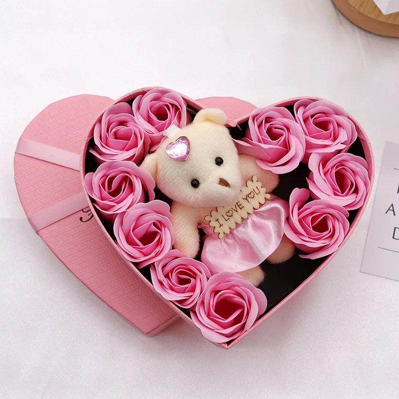 Heart-Shaped Rose Soap Flower Gift Box