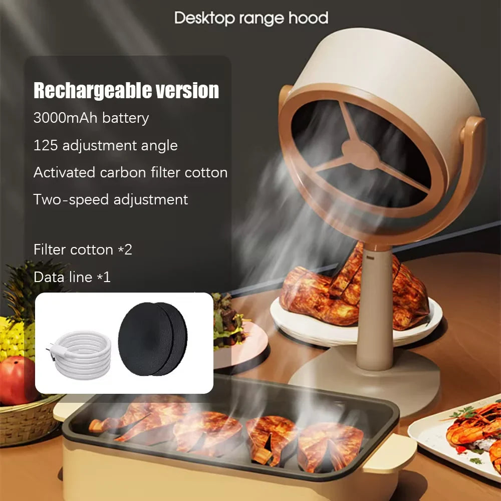 Portable Desktop Range Hood – Angle Exhaust Fan for Kitchen & BBQ