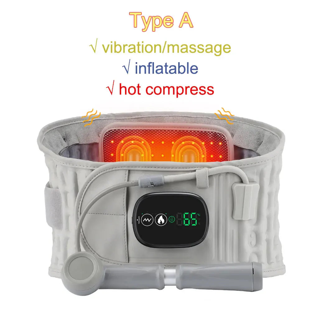 🔥 Heating Waist Massager Belt – Vibration & Inflatable Heated Back Support