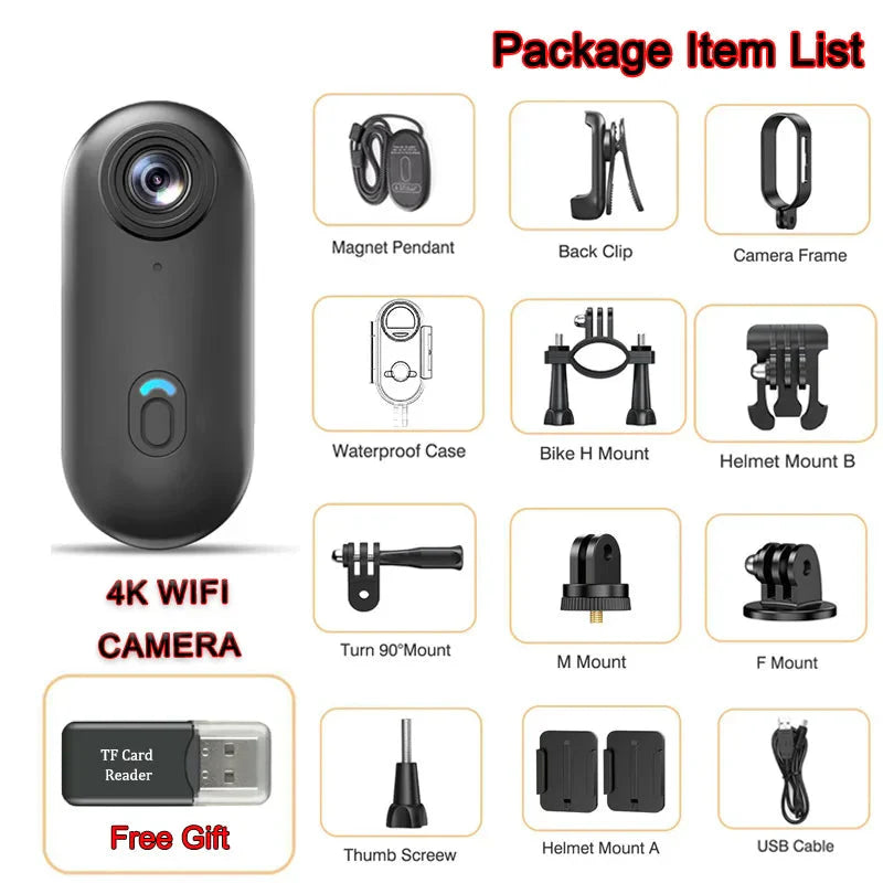 📷 Mini Sports Action Camera – 4K Ultra Portable Wireless Body Cam