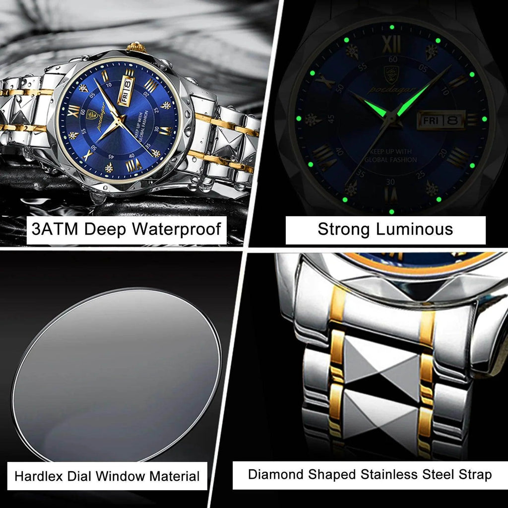 Luxury Wristwatch Stainless Steel Quartz Men's Watch