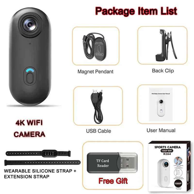 🐾 4K HD Mini Pet Collar Camera – Portable Dog & Cat Neck Camera