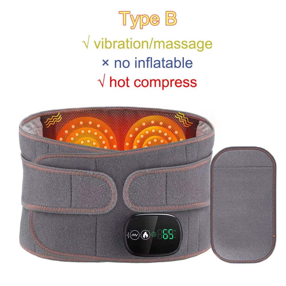 🔥 Heating Waist Massager Belt – Vibration & Inflatable Heated Back Support