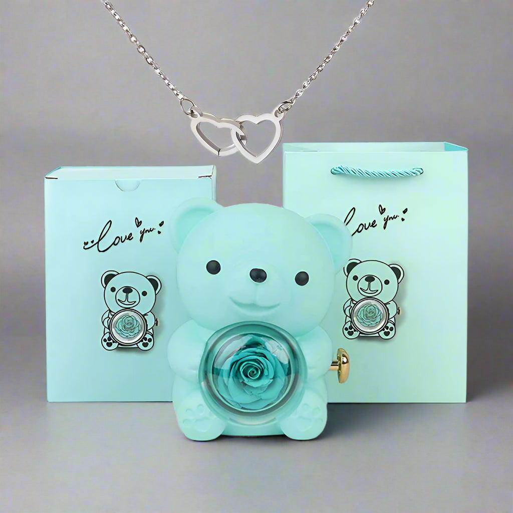 Valentine's Day Rose Bear Necklace