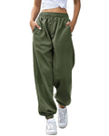 Women's Joggers Sweatpants Elastic Waist Drawstring Pockets Lounge Sport – Army Green L