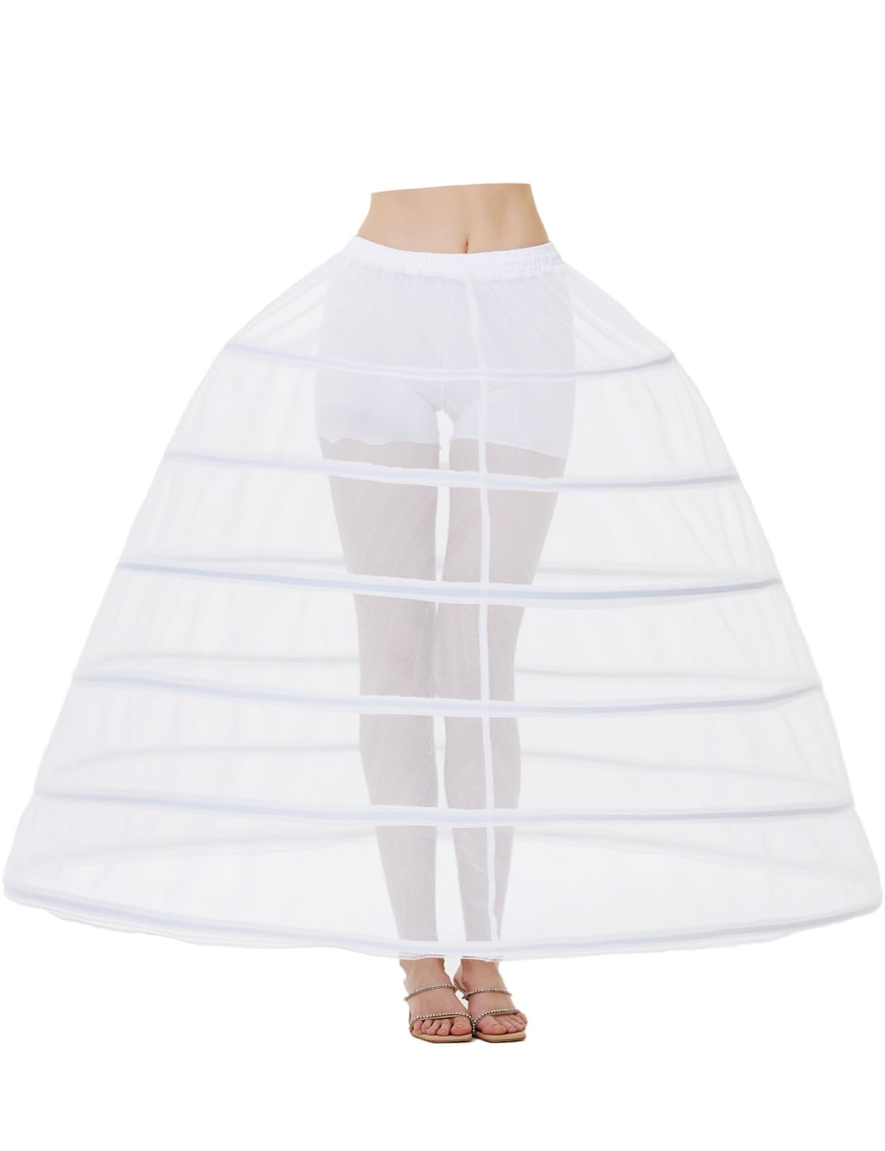 Women's Petticoat Underskirt Crinoline Adjustable Waist Half Slip – White