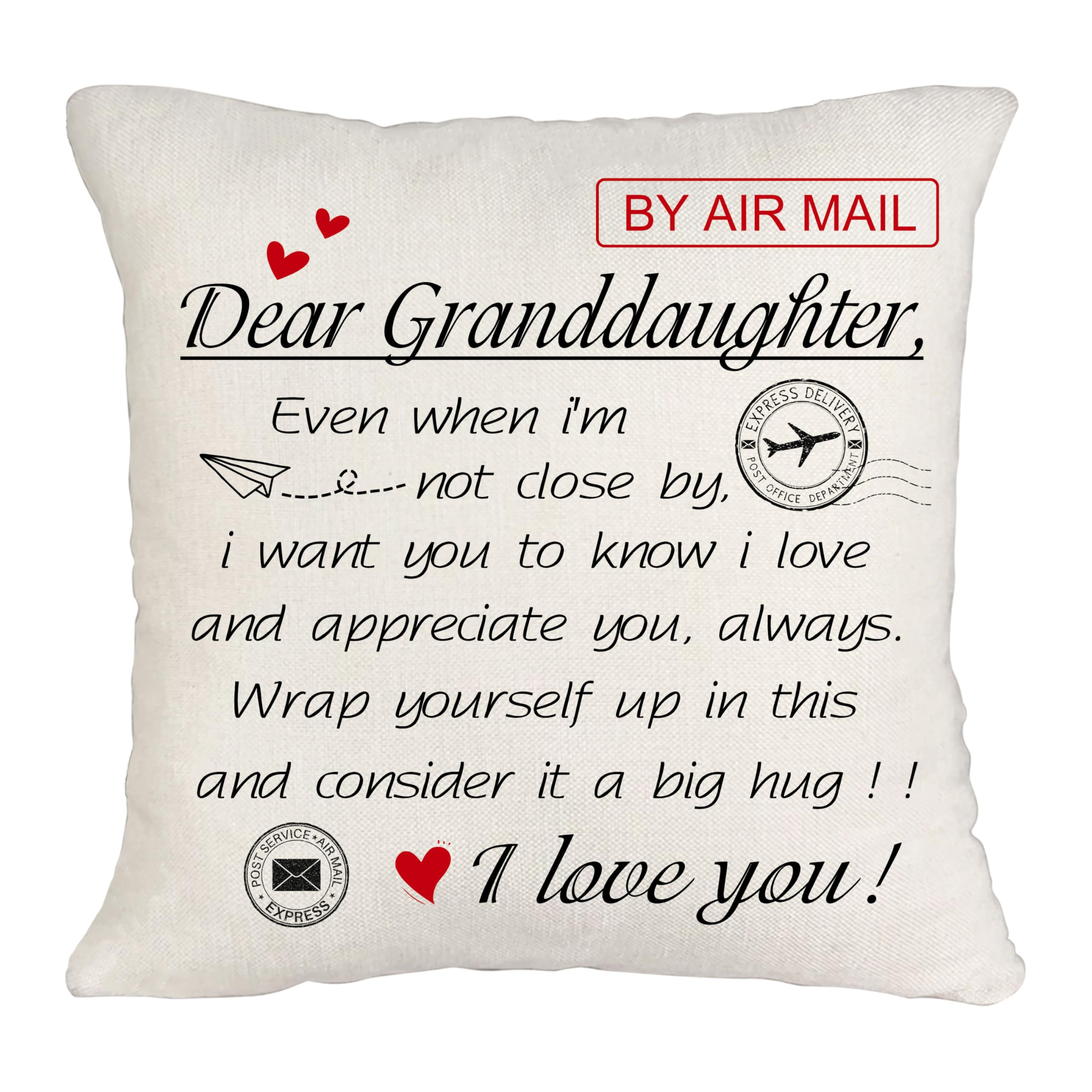 Dear Granddaughter Cushion Cover Set 3 Inspirational Throw Pillow Cases – 45x45cm