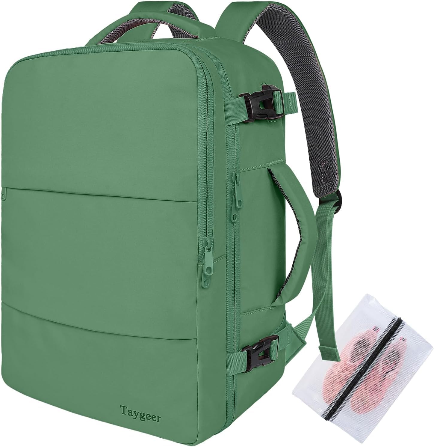Cabin Bag Underseat 40x30x20 Travel Backpack with Shoe Pouch Ryan Air Cabin Size – Peridot Green