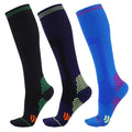 3-Pack Knee-High Compression Socks Circulation Support Varicose Travel Sports – Mixed