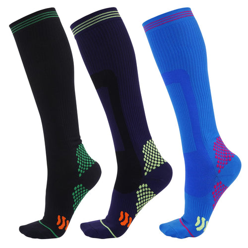 3-Pack Knee-High Compression Socks Circulation Support Varicose Travel Sports – Mixed
