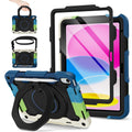 ROISKIN Case for iPad 11th/10th Generation 2025/2022 A16 (11/10.9 Inch) with HD Screen Protector, Shoulder Strap,Heavy Duty Shockproof for iPad 11 Case Kids,Pencil Holder/Rotating Stand,Black-Blue