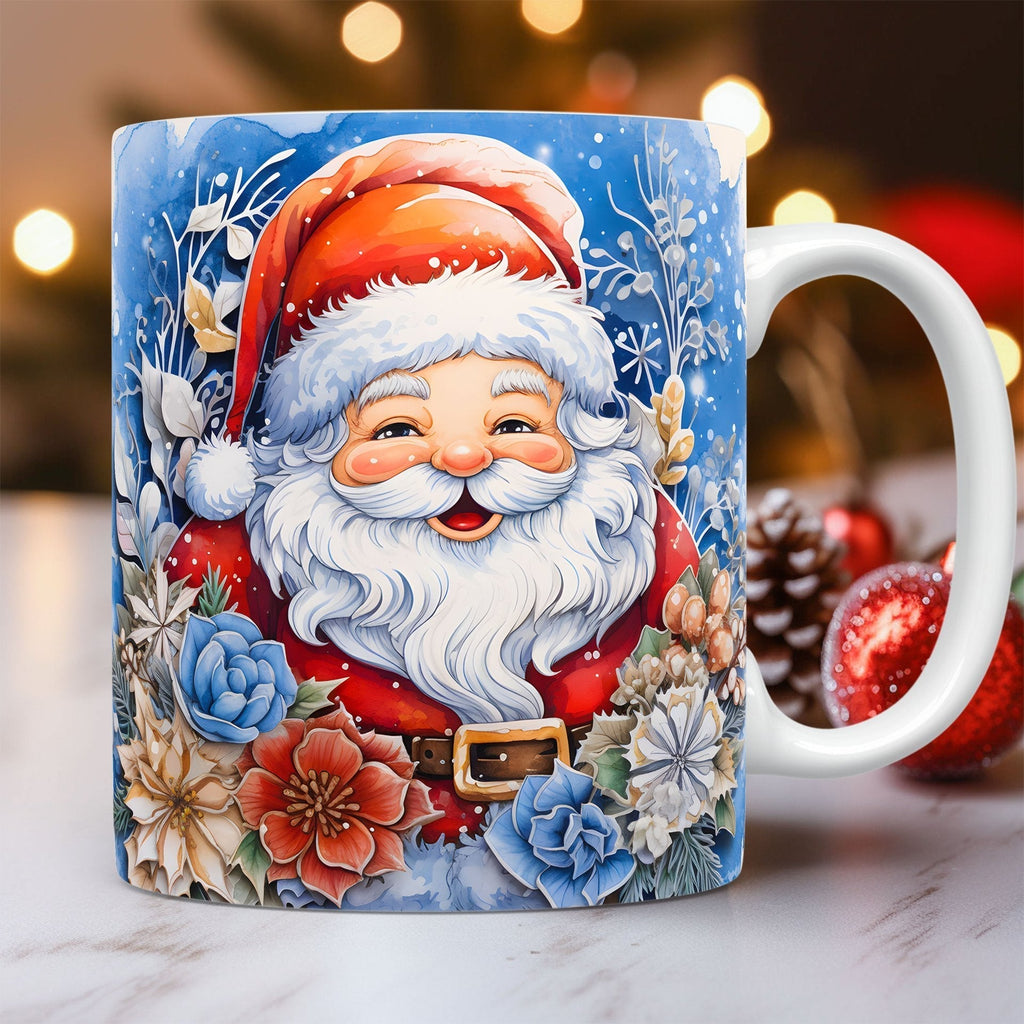 ☕ 3D Christmas Ceramic Mug – Santa & Snowman Holiday Coffee Cup