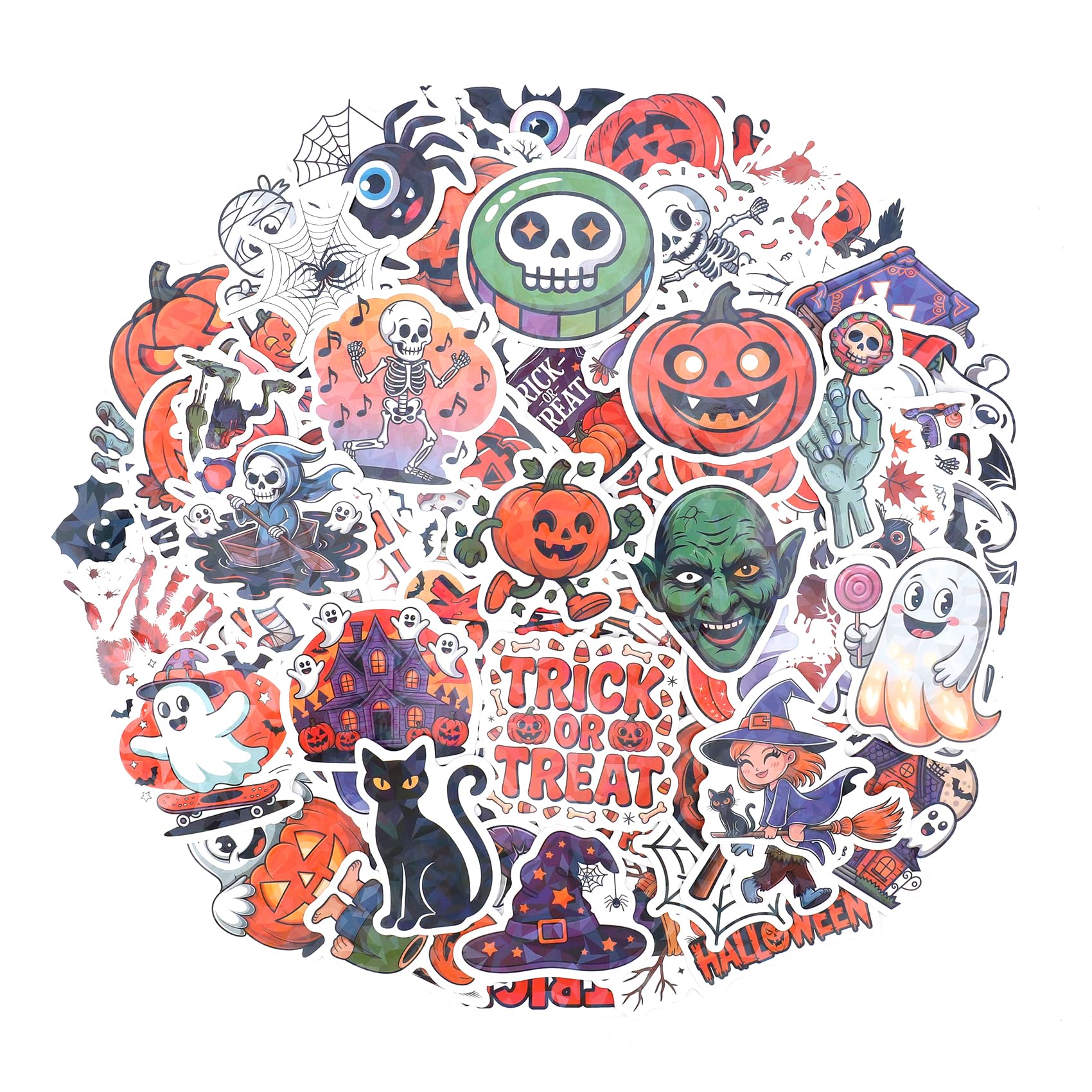 Halloween Stickers Cute Vinyl Waterproof 200-Pack Decals for Pumpkins Windows Crafts – 200-Pack
