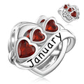 Sterling Silver Birthstone Infinity Heart Charm January for Bracelet – 925