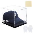 Acrylic Baseball Hat Display Box Dust-Proof Clear Case with Glove – 21.8x20.05x17.5cm