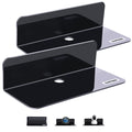 OAPRIRE Acrylic Floating Wall Shelves Set of 2, Damage-Free Expand Wall Space, Black Small Wall Shelf for Smart Speaker, Action Figures, Monitor with Cable Clips, Stick on, No Drill