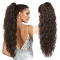 Clip-On Ponytail Extension 30in Curly Wavy Synthetic Hair Claw Clip – Dark Chocolate Brown