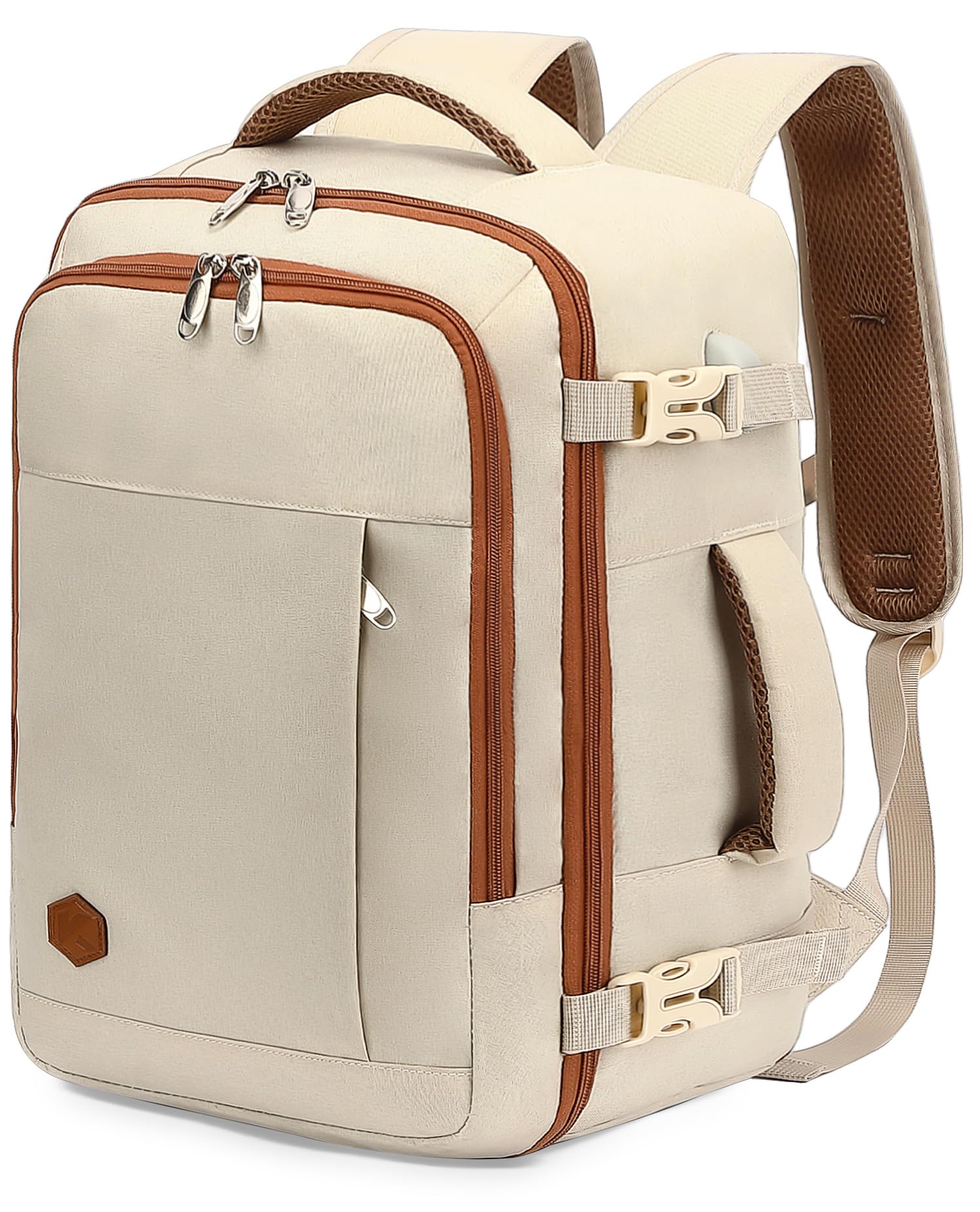 VANKEV Ryanair Cabin Bag 40x20x25 Underseat 20L Travel Bag Hand Luggage Backpack Carry-ons Bag Cabin Size Suitcases for Airplanes Flight Bag Travel Ruscksack Fit 14 Inch Laptop Beige