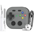 AirPods 4 Protective TPU Case Game Console Design with Lock Clip & Cleaner Kit - Black