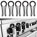 Stove Knob Safety Locks 5-Pack Child Proof Oven Knob Covers Portable – Black