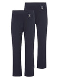 Girls' Slim Fit Jersey School Trousers Pack of 2 Heart Detail Easy Pull-On – Navy 17-18 yrs