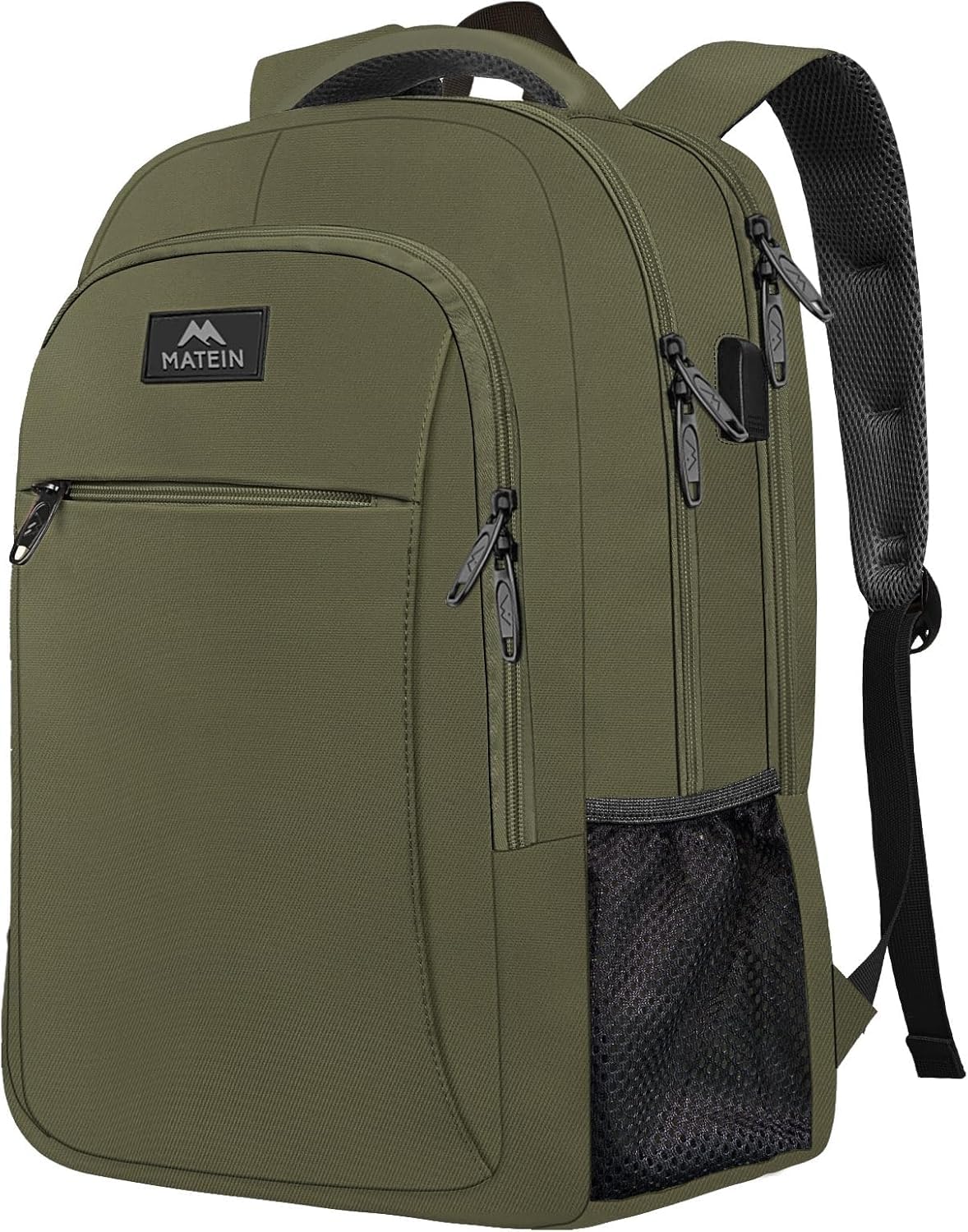 MATEIN Laptop Backpack 15.6 Inch Travel Rucksack with USB Charging Port – Dark Green