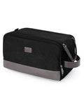 Toiletry Wash Bag Men's Canvas PU Travel Dopp Kit Water-Resistant – Black