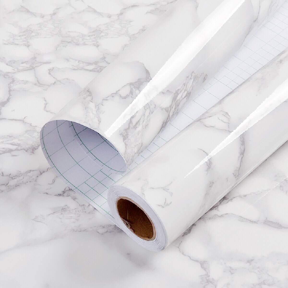Hode Marble Sticky Back Plastic 60cm X 3m Granite White Grey Vinyl Wrap Contact Paper Self Adhesive Wallpaper Waterproof PVC Roll for Kitchen Countertop Furniture Easy to Remove