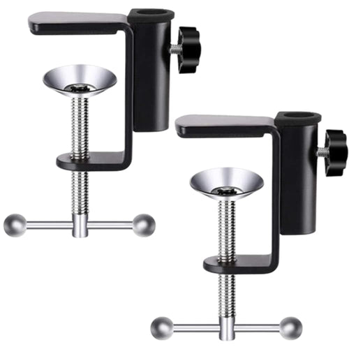 2-Pack Desk C-Clamp Metal Table Mounting Clamp for Microphone/Monitor Arm – Black
