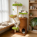 Large Green Cat Tree Tower with Condos and Scratching Posts