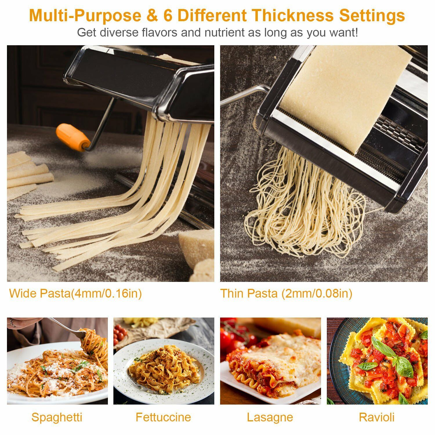 Stainless Steel Pasta Roller Machine Fresh Spaghetti Noodle Maker Tool